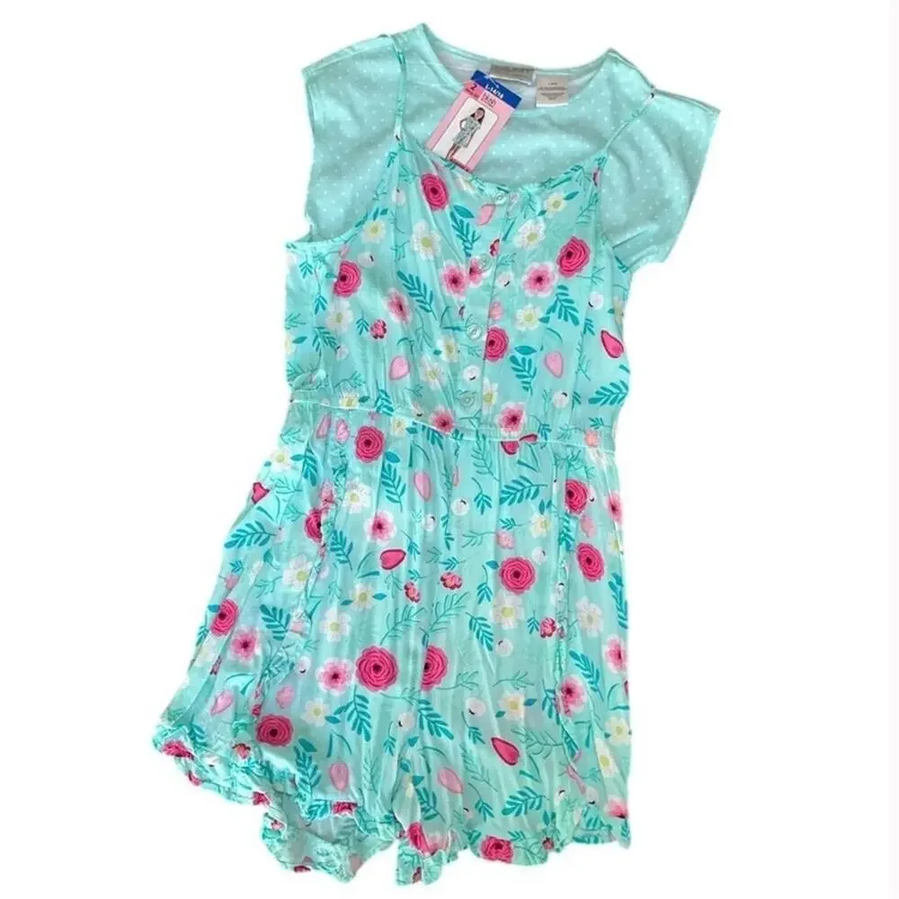 Blush by US Angels Girls Rompers Tops Floral Heart Gray Pink Blue 3 Sets NWT